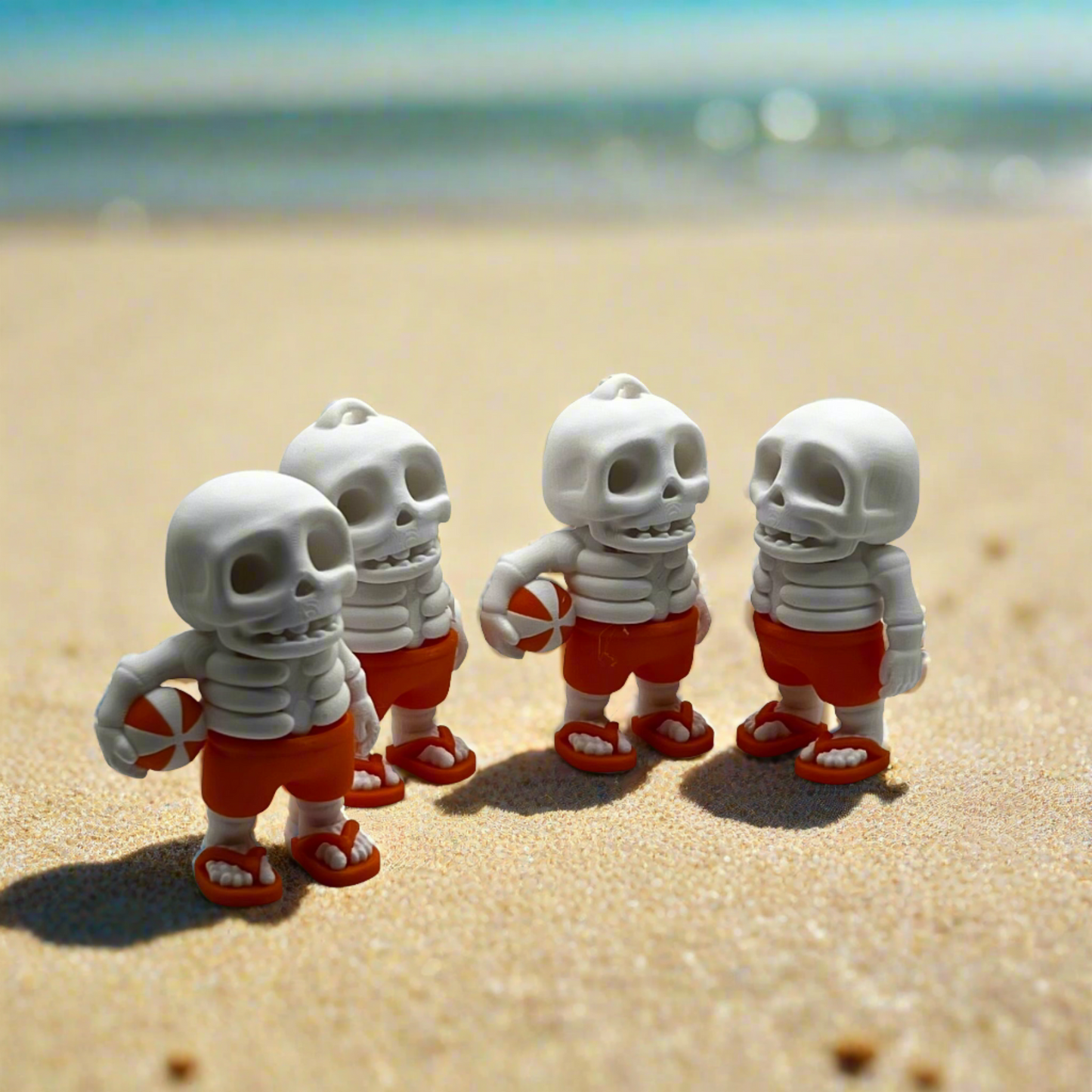 Beach Bones Buddies - white, orange, full set, beach ball, keychain.