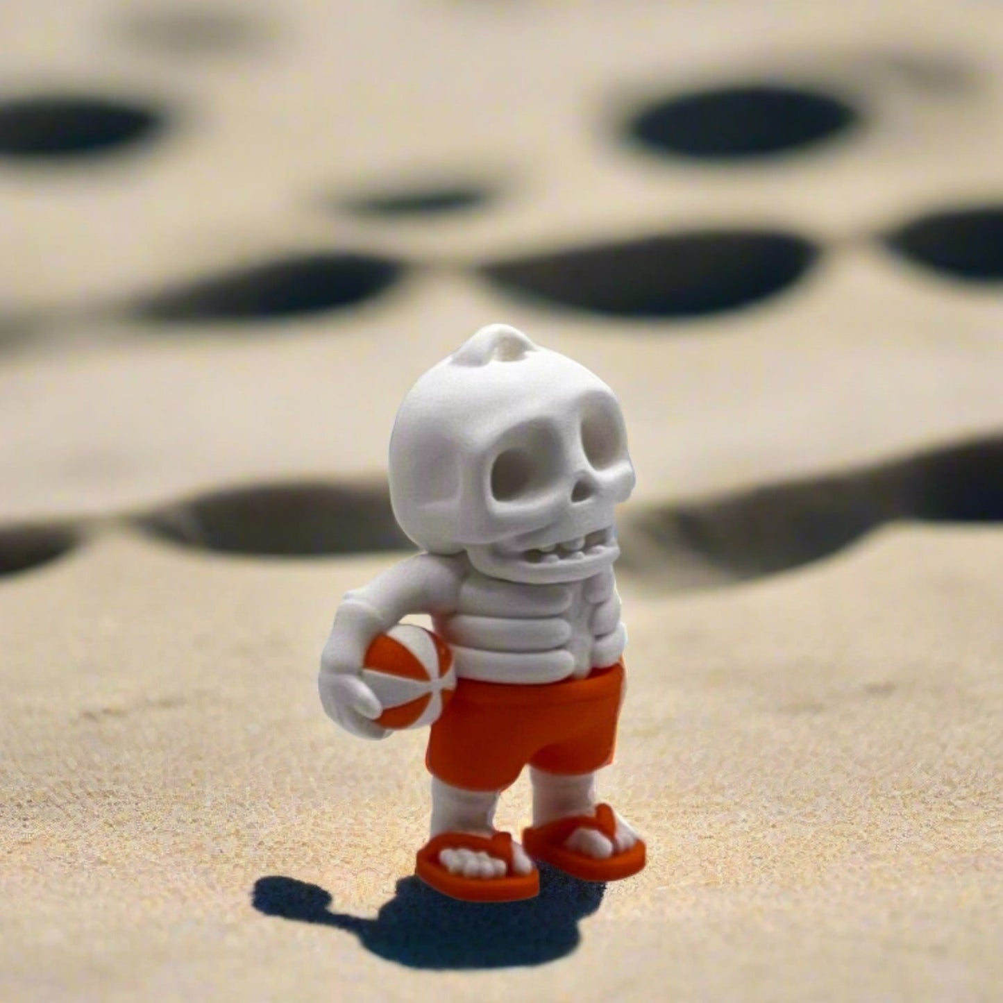 Beach Bones Buddies - white, orange, beach ball, keychain.