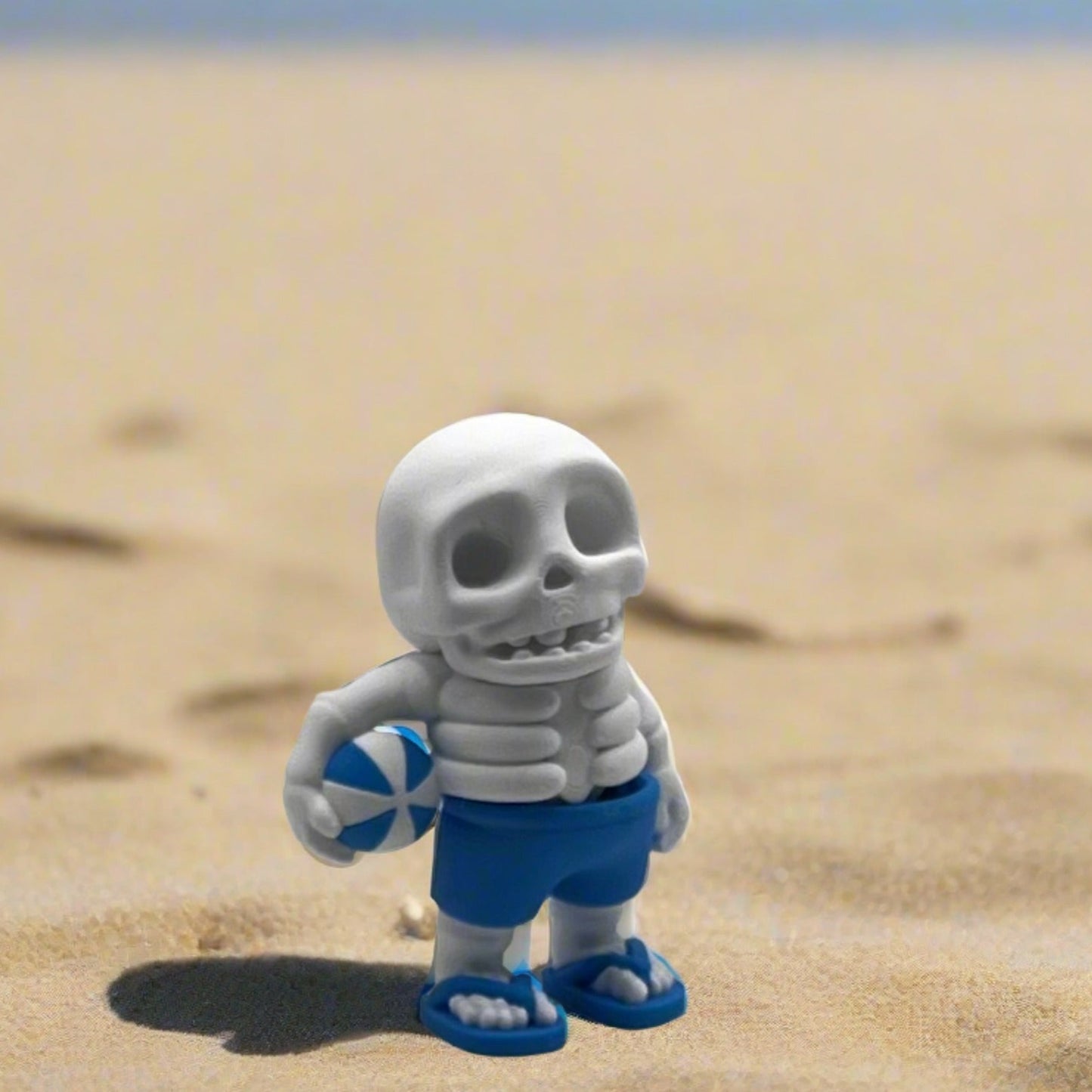 Beach Bones Buddies - white, blue, beach ball.